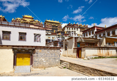 Songzanlin Monastery on a sunny day, China. 65340818
