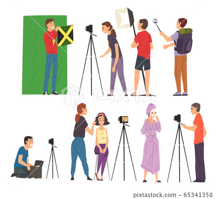 Bloggers Streaming Online Set, Cameraman,... - Stock Illustration  [65341358] - PIXTA