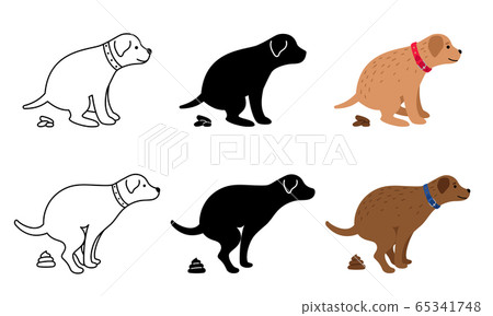 Pooping dog silhouettes Pooping dog silhouettes 65341748