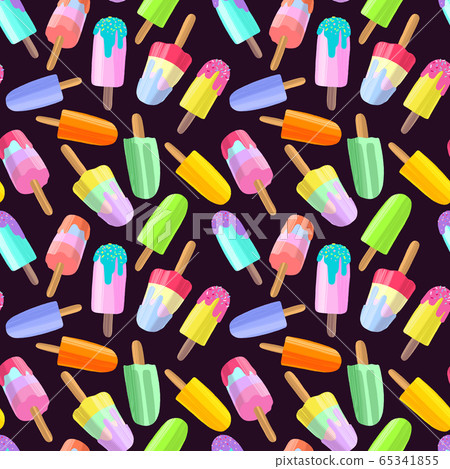Ice cream background, summer dessert seamless pattern. Ice cream background, summer dessert seamless pattern. 65341855