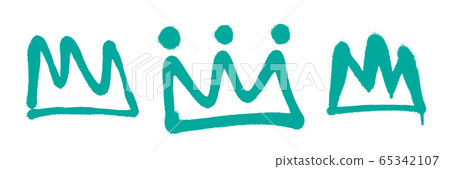Sprayed crown with overspray in turquoise over white. Vector illustration. Sprayed crown with overspray in turquoise over white. Vector illustration. 65342107