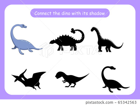 Worksheet connect the dinosaur with its shadow. - Stock Illustration ...