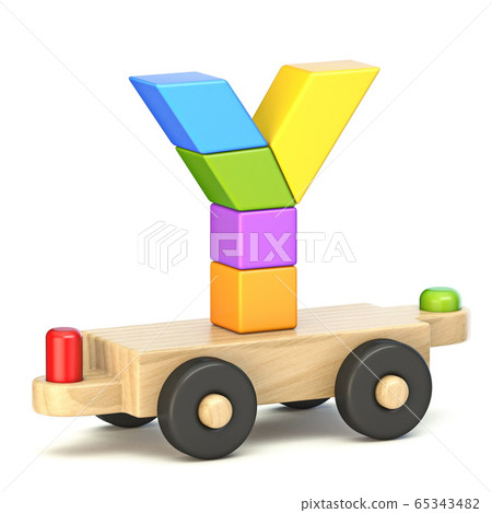 Wooden train font Letter Y 3D Wooden train font Letter Y 3D 65343482
