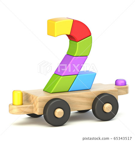 Wooden train Number 2 TWO 3D Wooden train Number 2 TWO 3D 65343517