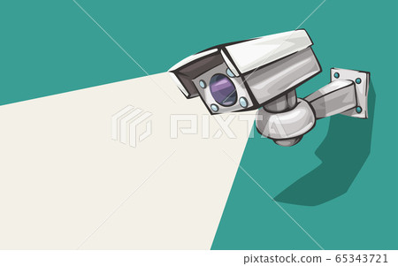 white security camera on green white security camera on green 65343721