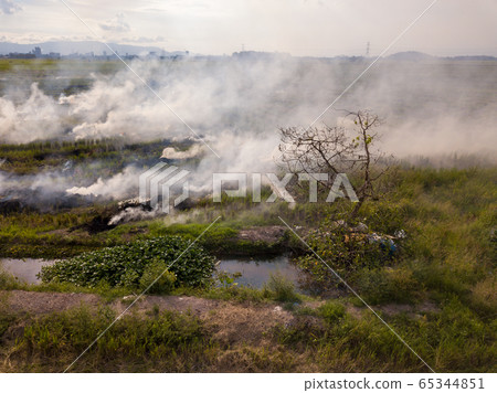 Open fire at paddy field. Open fire at paddy field. 65344851