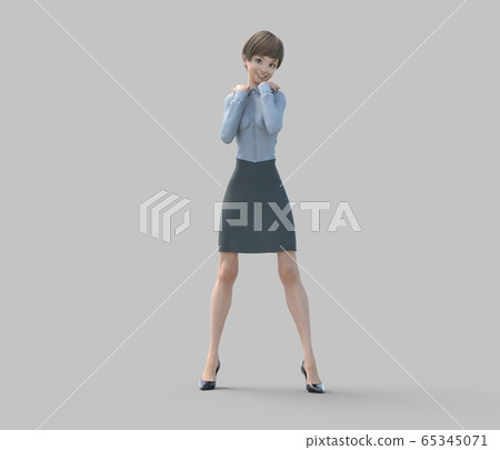Woman in uniform perming3DCG illustration material Woman in uniform perming3DCG illustration material 65345071