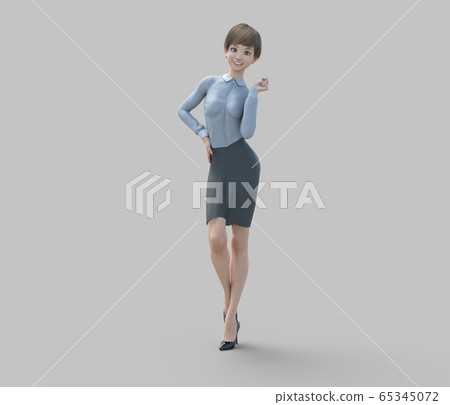 Woman in uniform perming3DCG illustration material Woman in uniform perming3DCG illustration material 65345072