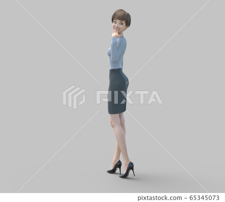 Woman in uniform perming3DCG illustration material Woman in uniform perming3DCG illustration material 65345073