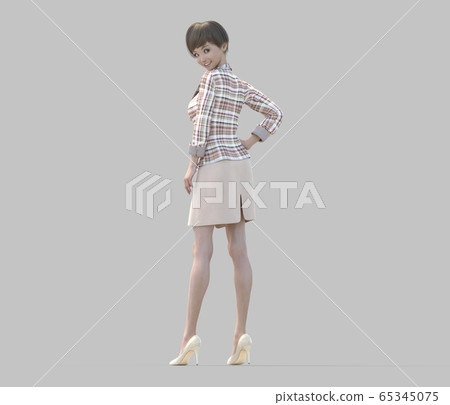 Woman in uniform perming3DCG illustration material Woman in uniform perming3DCG illustration material 65345075