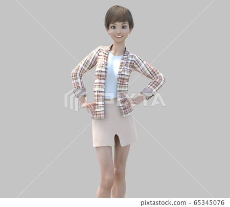 Woman in uniform perming3DCG illustration material Woman in uniform perming3DCG illustration material 65345076