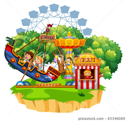 Island scene with many kids playing on circus Island scene with many kids playing on circus 65346089