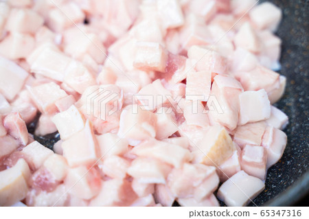 sliced streaky pork for cooking pork crackling 65347316
