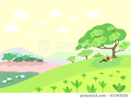 Beautiful spring natural scenery illustration 010 65348036