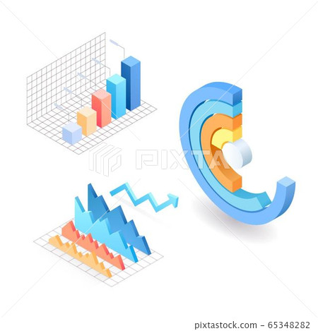 Infographic isometric template set. workflow layout, diagram, timeline elements 003 65348282