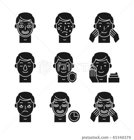 Beauty, cosmetics, skin care concept line icons set. Flat design illustration 045 65348379