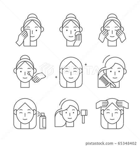 Beauty, cosmetics, skin care concept line icons... - Stock Illustration ...