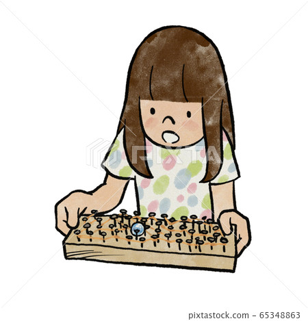 女孩玩橡皮筋和指甲製成的迷宮 65348863