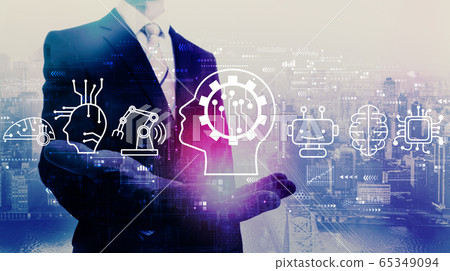 Future technology concept with businessman 65349094