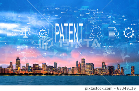 Patent concept with downtown Chicago 65349139
