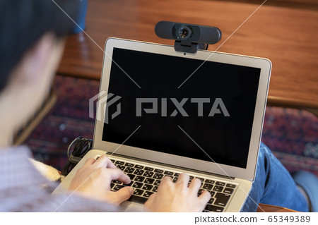 Online meeting telework remote work image using a webcam Online meeting telework remote work image using a webcam 65349389