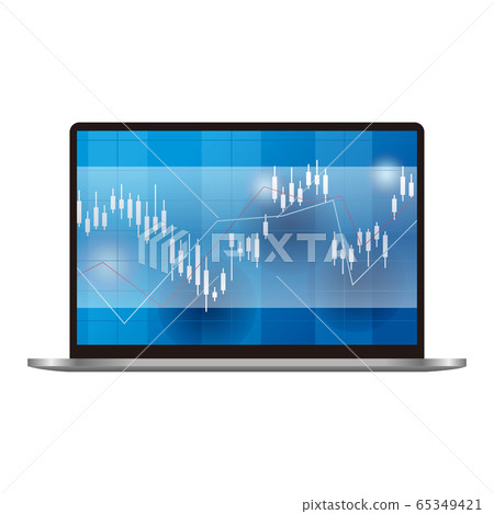 筆記本電腦屏幕上的金融市場圖表圖像圖 65349421