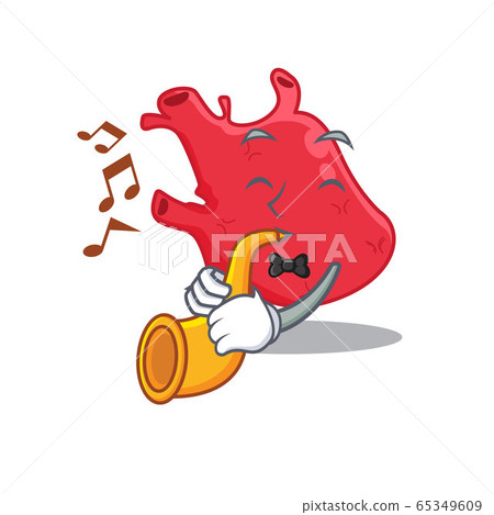 Talented musician of heart cartoon design playing a trumpet Talented musician of heart cartoon design playing a trumpet 65349609