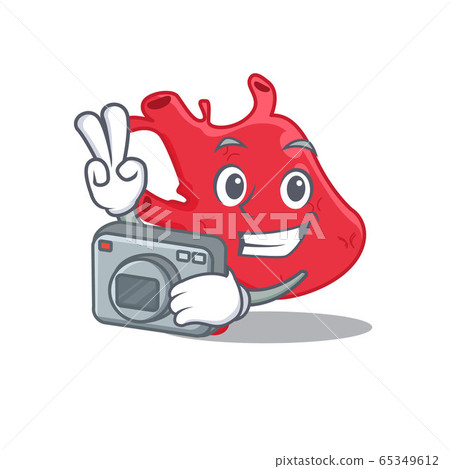 Heart mascot design as a professional photographer working with camera Heart mascot design as a professional photographer working with camera 65349612