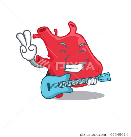 Talented musician of heart cartoon design playing a guitar Talented musician of heart cartoon design playing a guitar 65349614