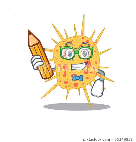 A brainy student mycobacterium kansasii cartoon character with pencil and glasses 65349831
