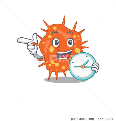 Burkholderia mallei mascot design concept smiling with clock Burkholderia mallei mascot design concept smiling with clock 65349985
