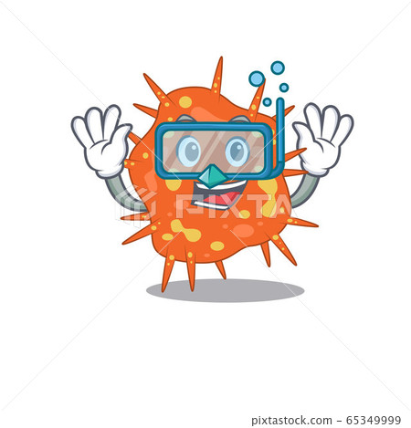 Burkholderia mallei mascot design concept wearing diving glasses Burkholderia mallei mascot design concept wearing diving glasses 65349999