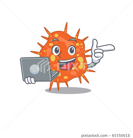 Cartoon character of burkholderia mallei clever student studying with a laptop 65350018