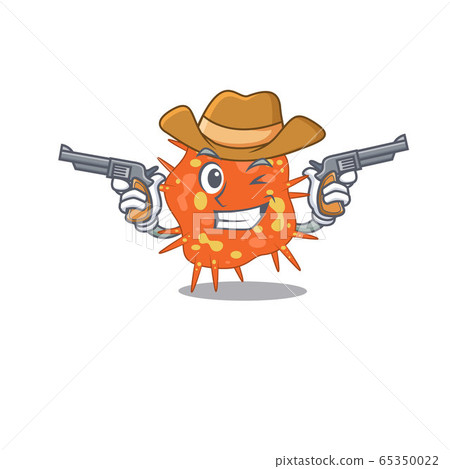 Cute handsome cowboy of burkholderia mallei cartoon character with guns Cute handsome cowboy of burkholderia mallei cartoon character with guns 65350022