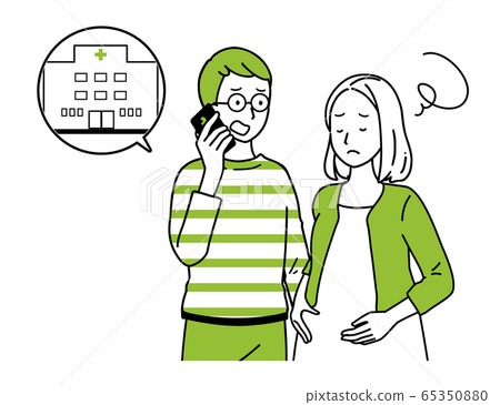 Couple calling the hospital Couple calling the hospital 65350880