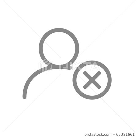 User profile with cross checkmark line icon. Employee rejected symbol User profile with cross checkmark line icon. Employee rejected symbol 65351661