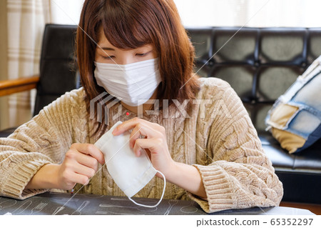 為兒童戴口罩的細繩手工製作的傳染病對策 65352297