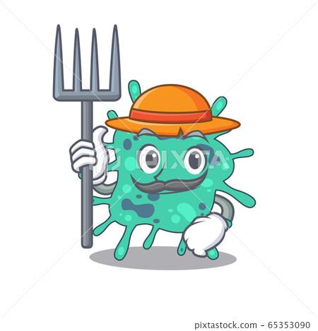 Cartoon character design of shigella boydii as a Farmer with hat and pitchfork Cartoon character design of shigella boydii as a Farmer with hat and pitchfork 65353090