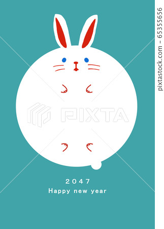 2047 New Year's card template Happy New Year New Year's card Rabbit year Rabbit year Rabbit year 2047 65355656