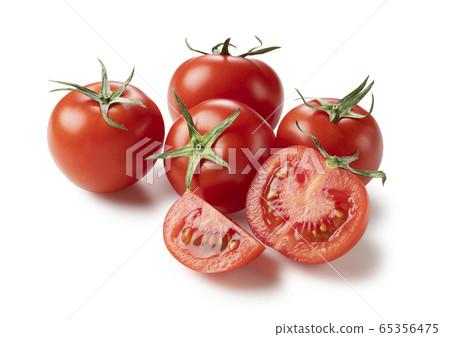 Tomatoes placed on a white background Tomatoes placed on a white background 65356475