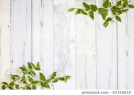 White paint retro board background material with leaf decorations 65356618