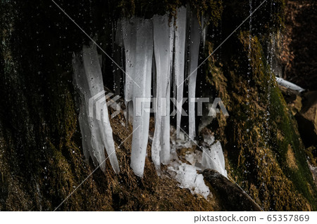 Frozen waterfall in Demirji range, Crimea 65357869