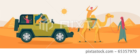 Happy Family with Kid on Egypt Dessert Excursion 65357970