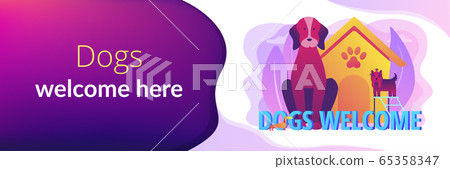 Dogs friendly place concept banner header Dogs friendly place concept banner header 65358347