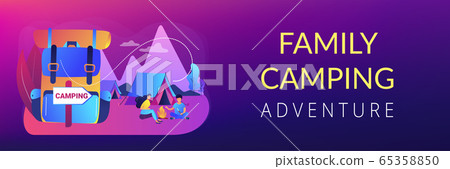 Summer camping concept banner header. 65358850
