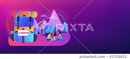 Summer camping concept banner header. 65358852