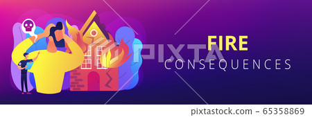 Fire consequences concept banner header. 65358869