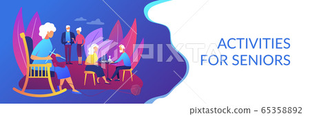Activities for seniors concept banner header 65358892