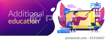 Online learning for seniors concept banner header - Stock Illustration ...