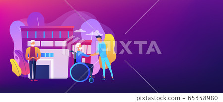 Elderly care concept banner header. 65358980